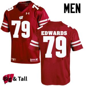 Men's Wisconsin Badgers NCAA #79 David Edwards Red Authentic Under Armour Big & Tall Stitched College Football Jersey IH31M32AW